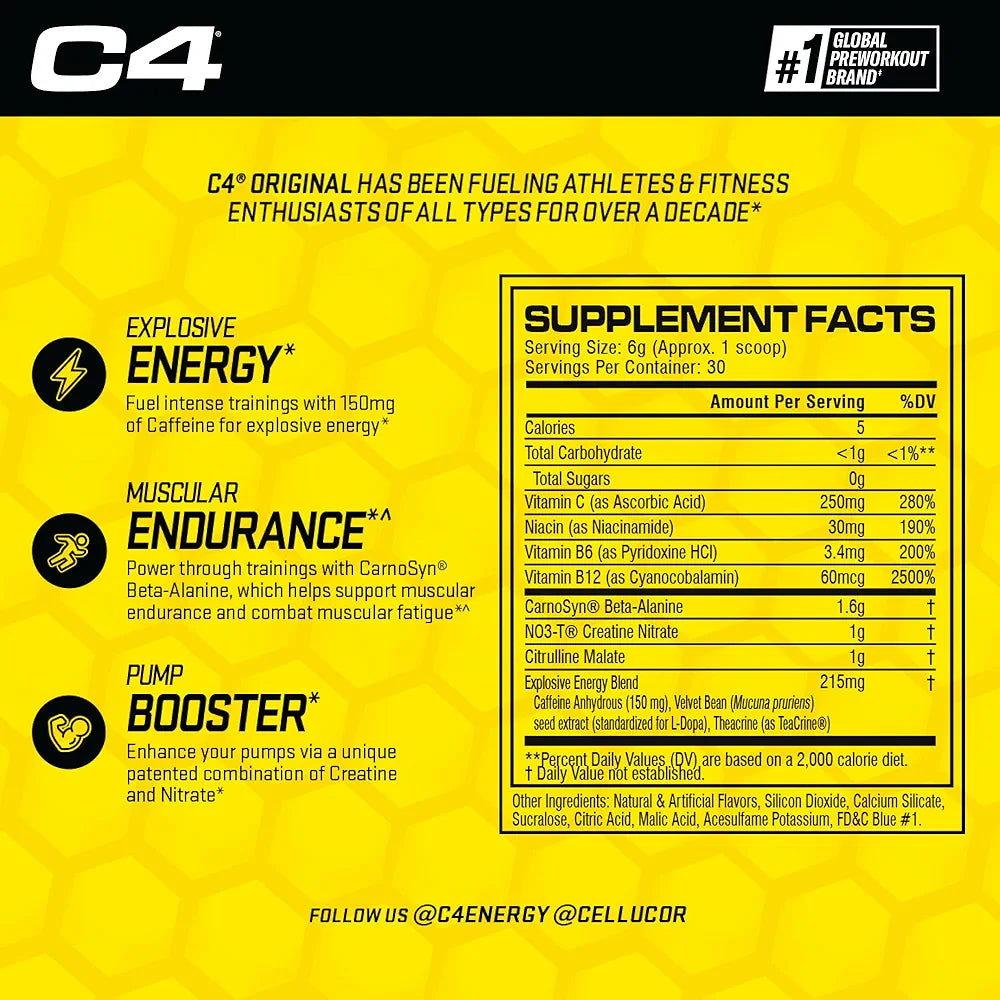 c4 preworkout 30 servings nutrition facts