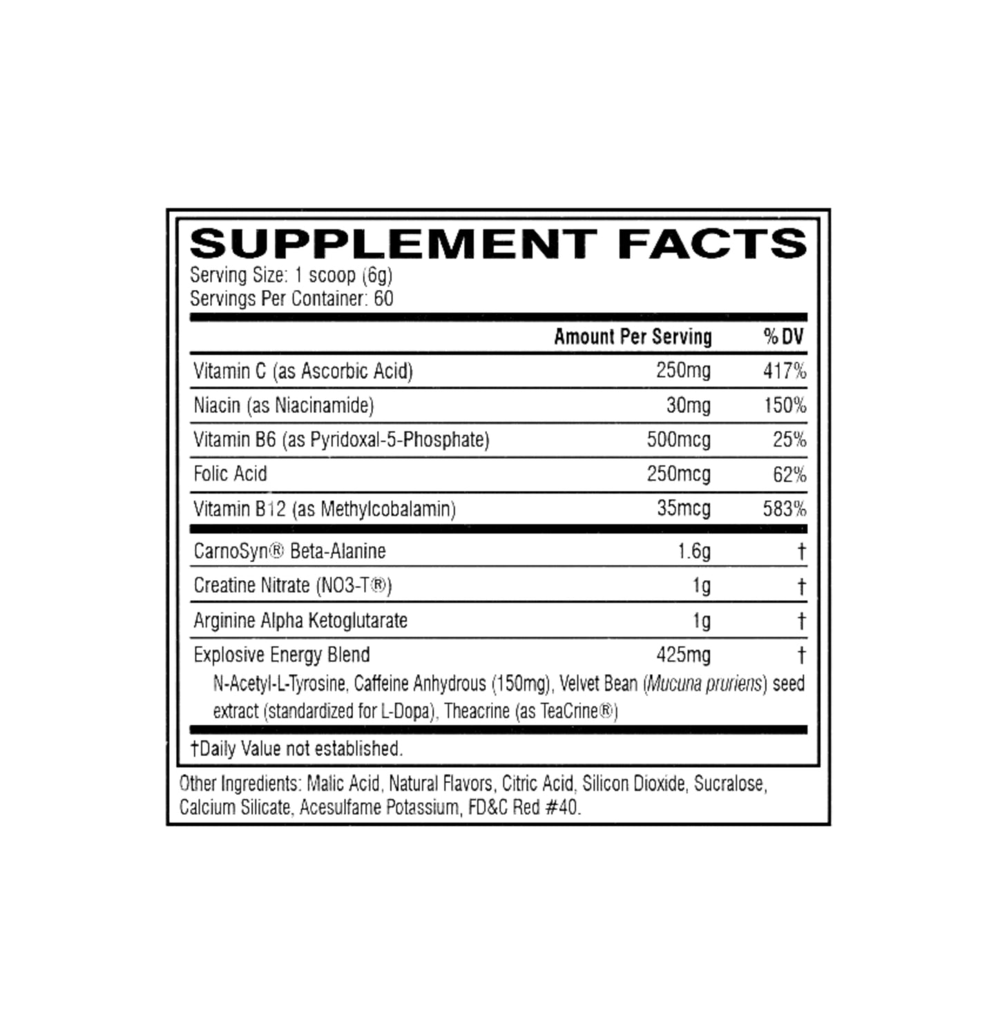 c4 preworkout 60 servings nutrition facts