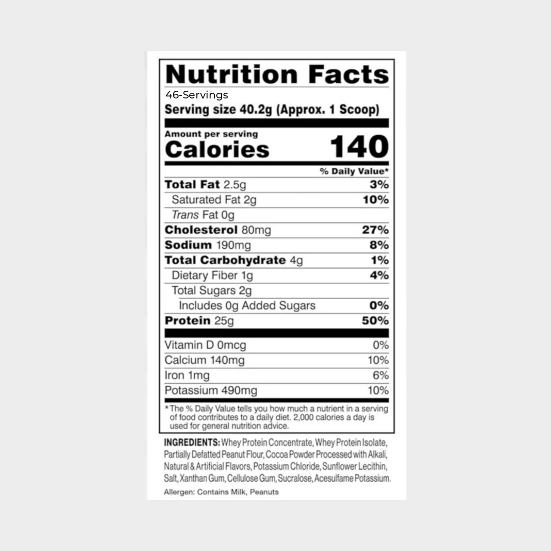 Nutrition facts of c4 whey