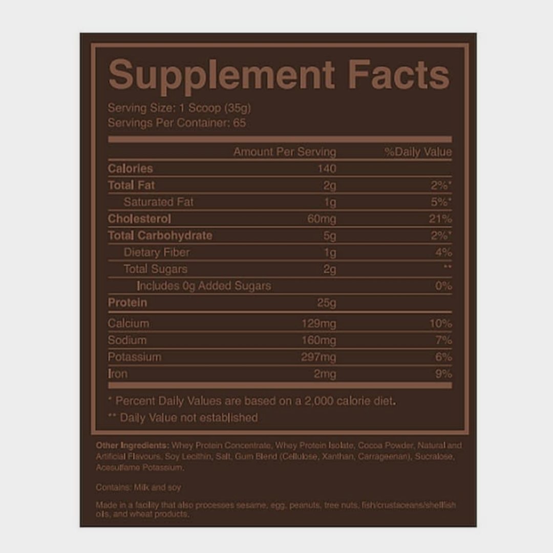 Nutrition facts of cbum whey protein blend