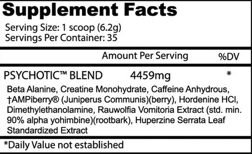 psychotic 35 servings nutrition facts