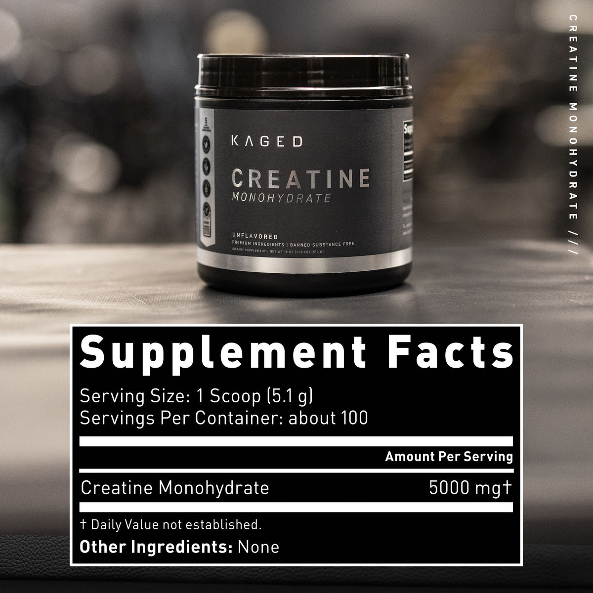 kaged creatine monohydrate 100 servings nutrition facts