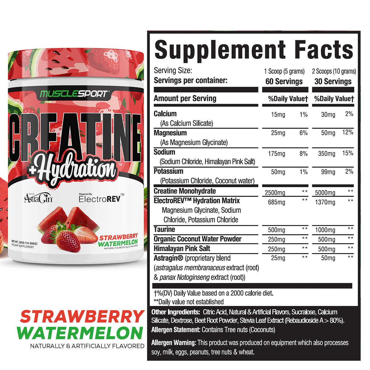 musclesport creatine hydration 60 servings nutrition facts