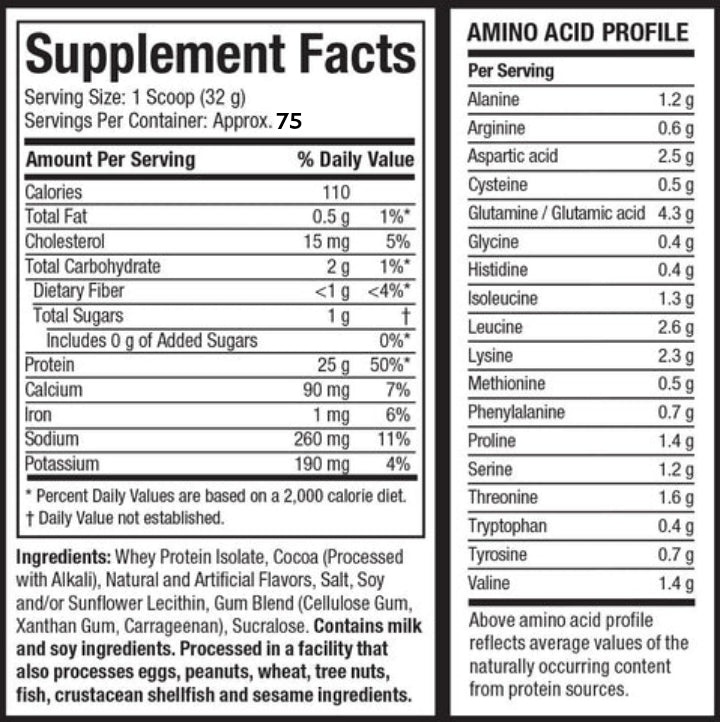 muscletech iso whey 5lbs nutrition facts