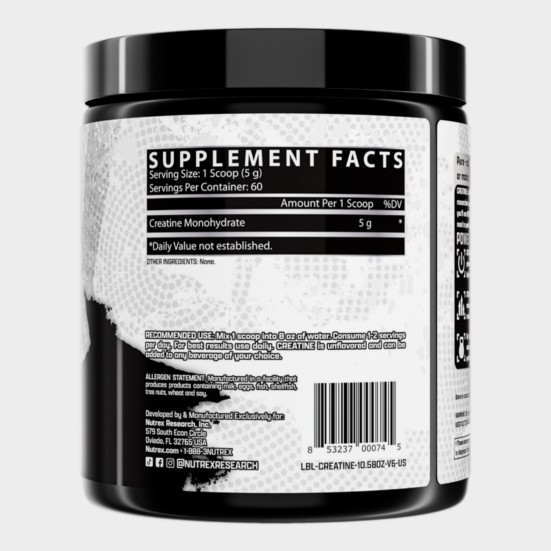 nutrex creatine monohydrate nutrition facts
