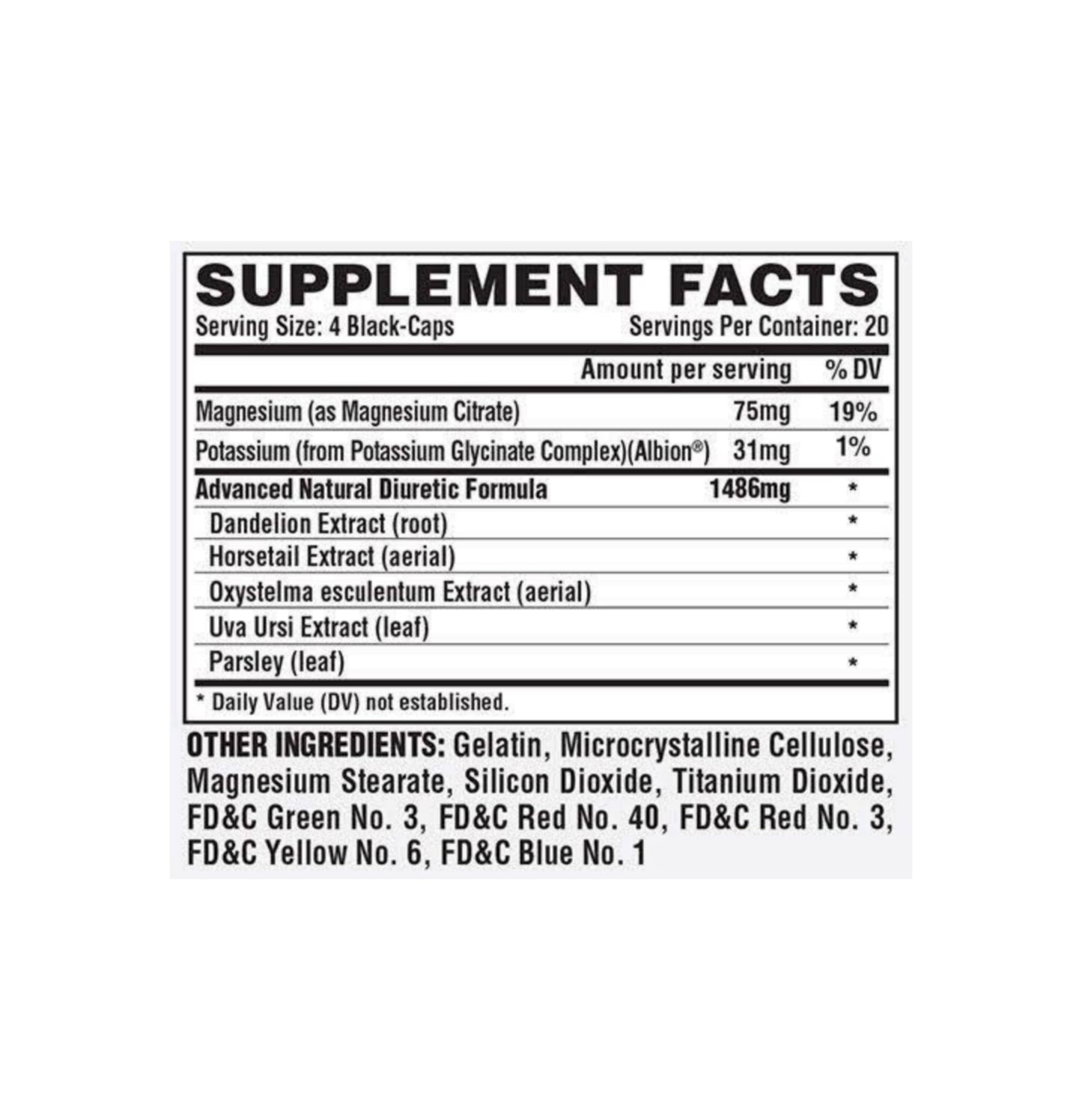 lipo6 black diuretic 80 caps nutrition facts