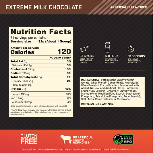 optimum nutrition gold standard whey 5lbs nutrition facts