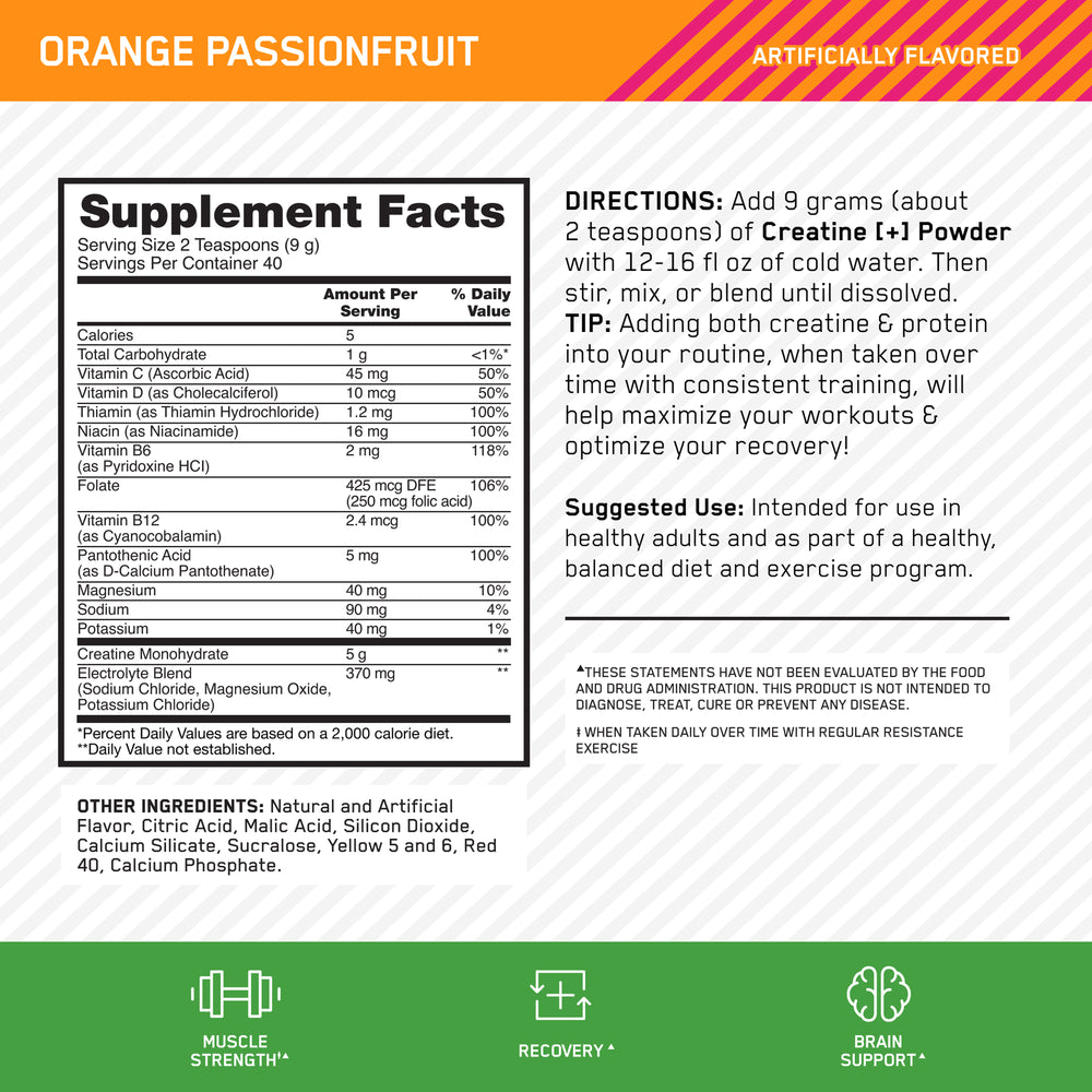 nutrition facts of optimum nutrition creatine +
