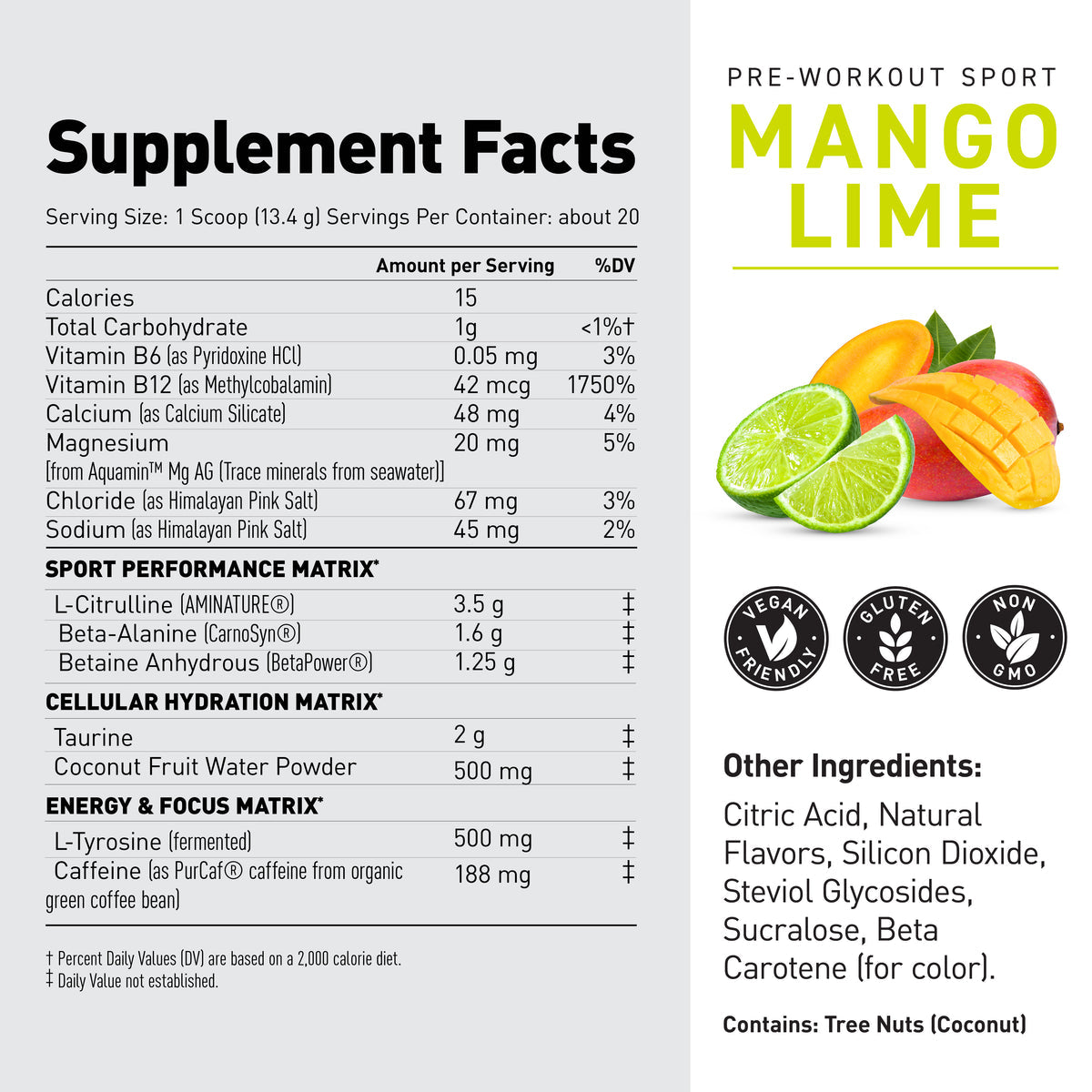 Nutrition Facts of Pre-Kaged Sports