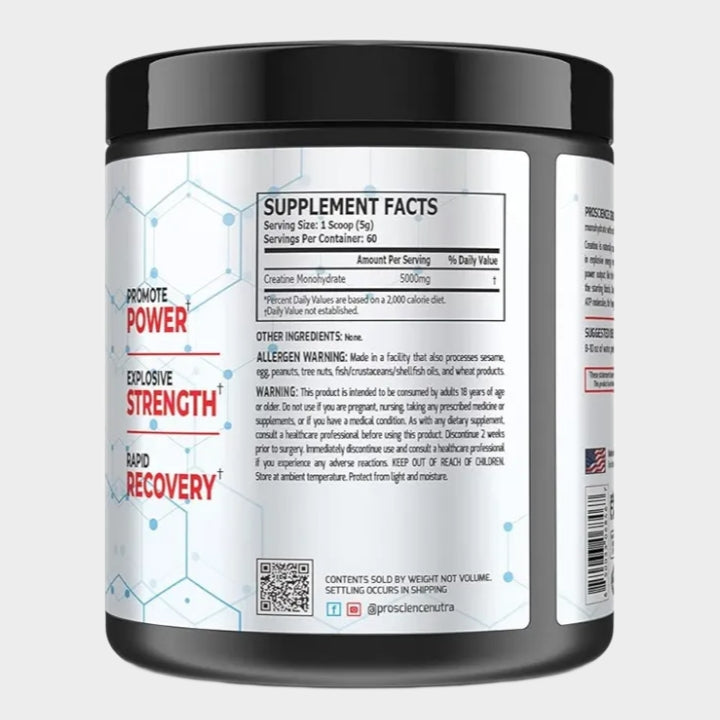 Nutrition facts of proscience creatine