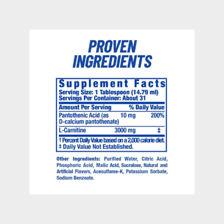 Nutrition Facts of RC L-carnitine
