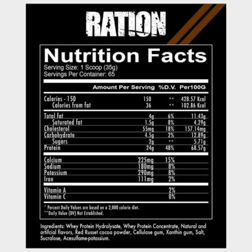 redcon1 ration whey 5lbs nutrition facts