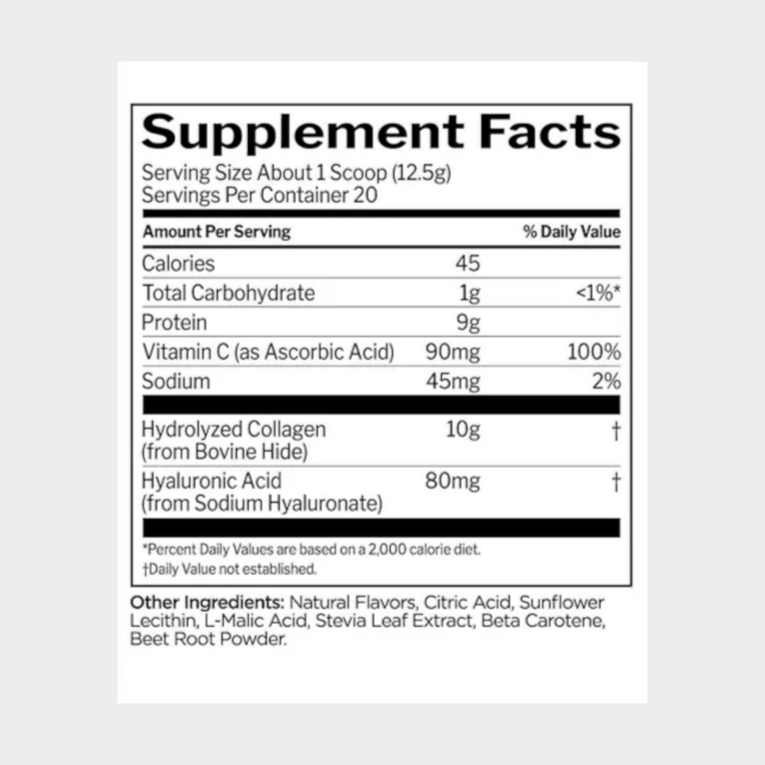 Nutrition Facts of Rule1 Collagen