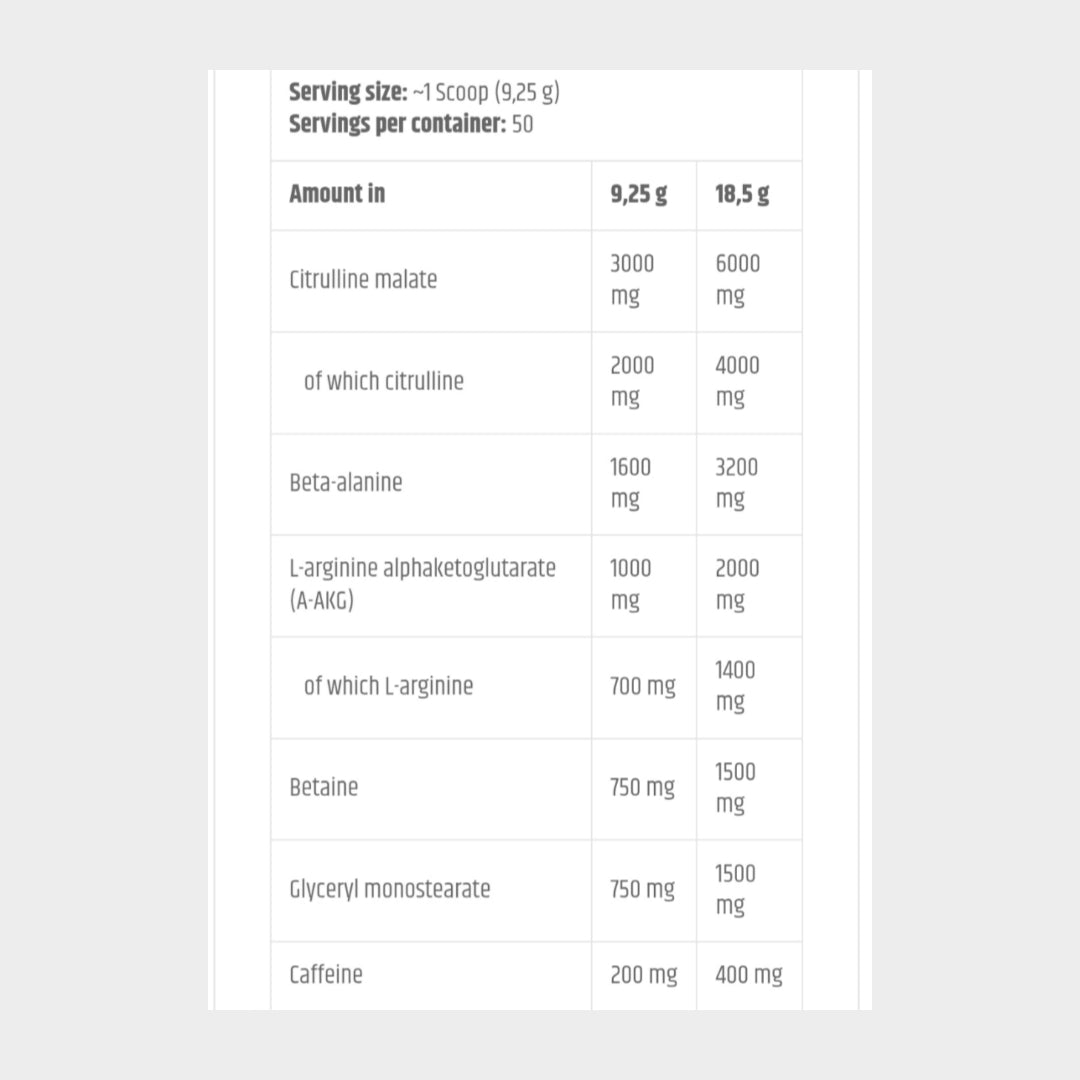 Shaaboom ice pump nutrition facts