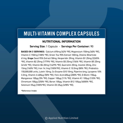 Applied Nutrition Multi Vitamin Complex Nutrition Facts