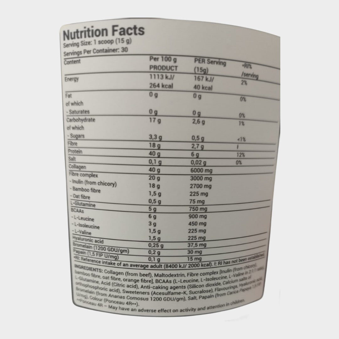 Nutrition facts of Army1 Collagen