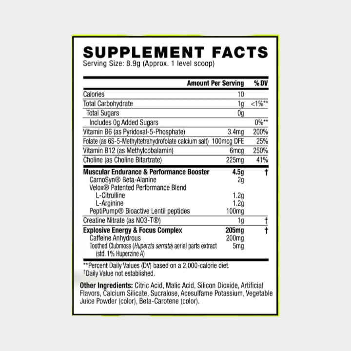 C4 Oiginal Pre-Workout Nutrition Facts