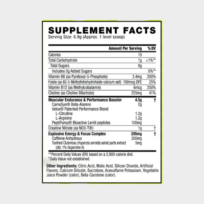 C4 Oiginal Pre-Workout Nutrition Facts