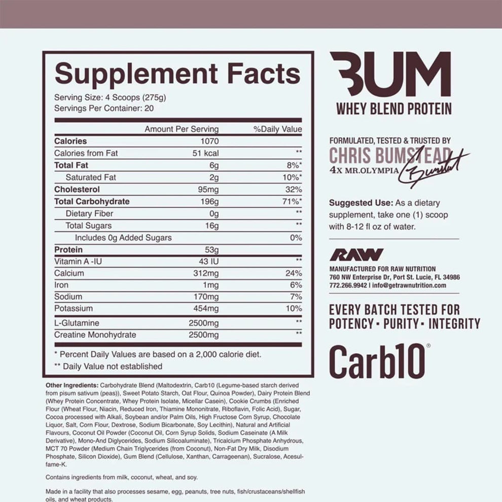 Cbum mass gainer nutrition facts