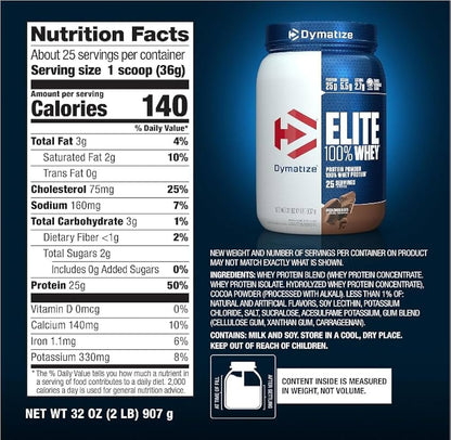 Nutrition facts of dymatize elite whey