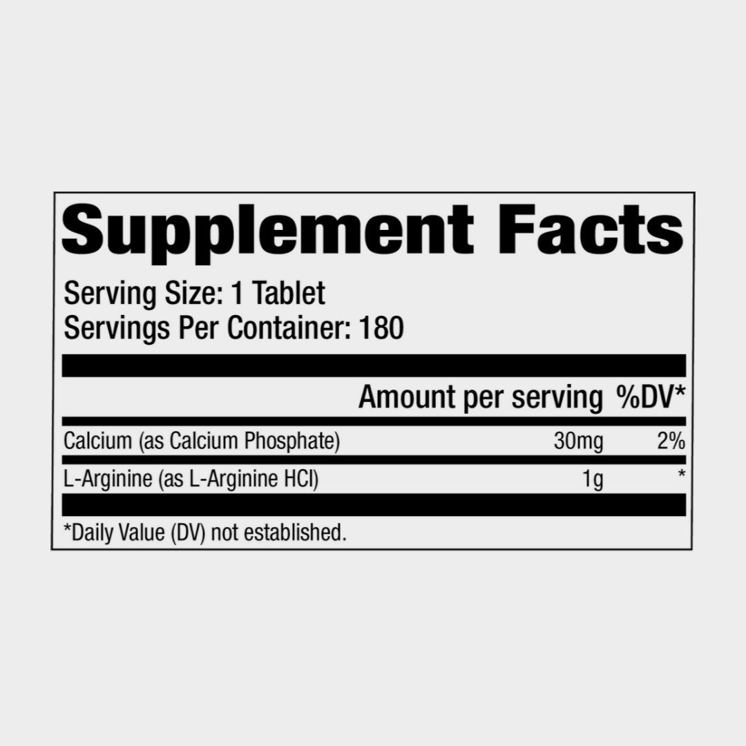 Nutrition Facts of GAT Sports L-Arginine