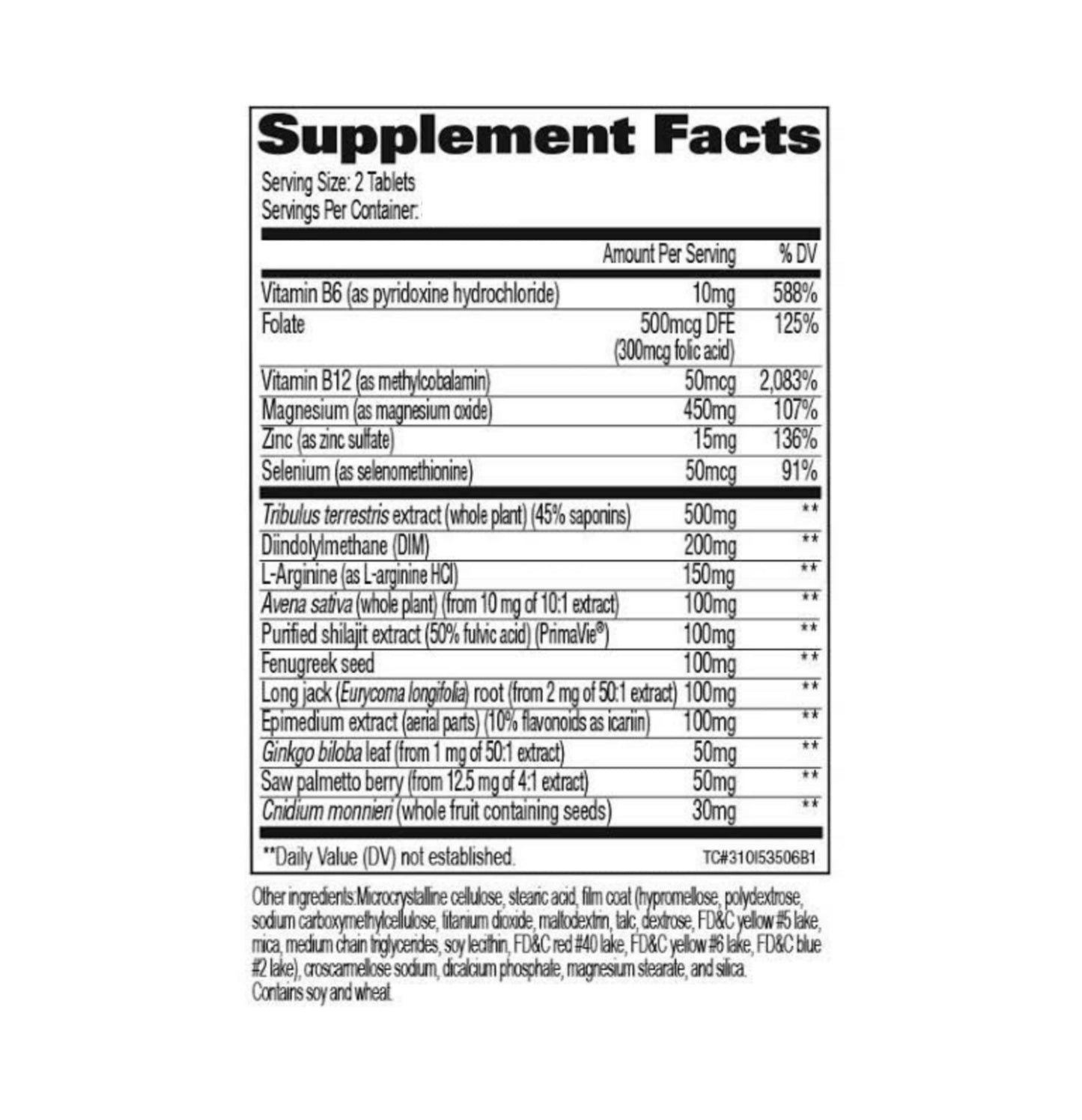 gat testrol gold es 60 tablets nutrition facts