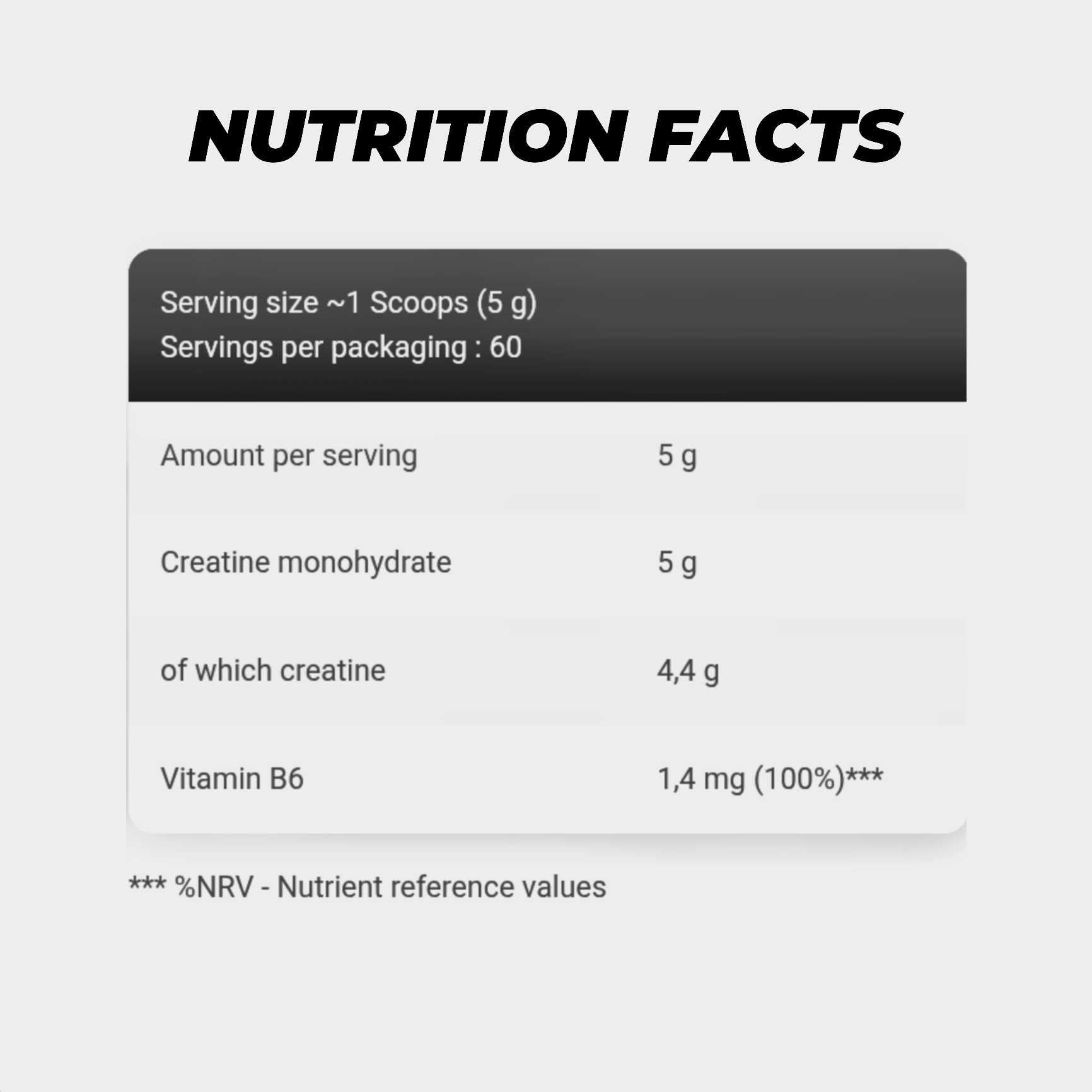 kevin levrone gold creatine - nutrition facts