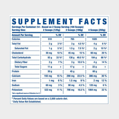 Nutrition facts of king mass xl