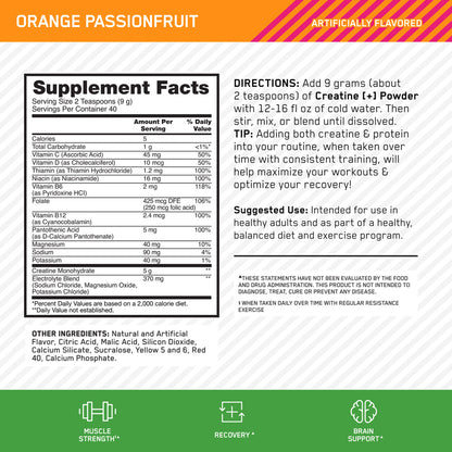 nutrition facts of optimum nutrition creatine +