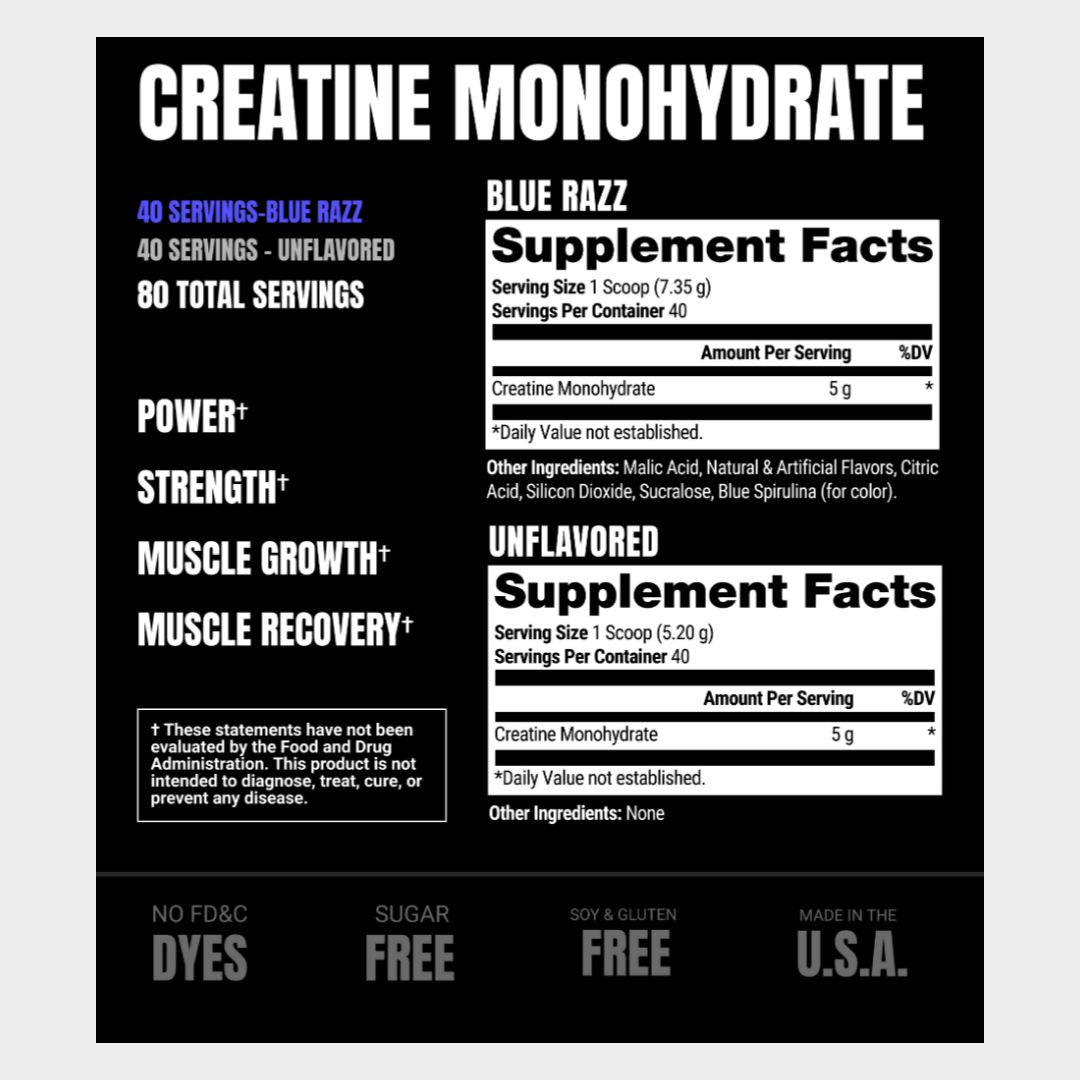 Nutrition Facts of Prosupps Creatine Dual Tub