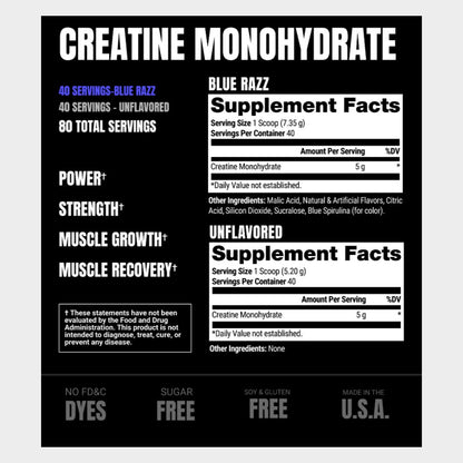 Nutrition Facts of Prosupps Creatine Dual Tub