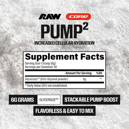 Nutrition facts of RAW Pump 2