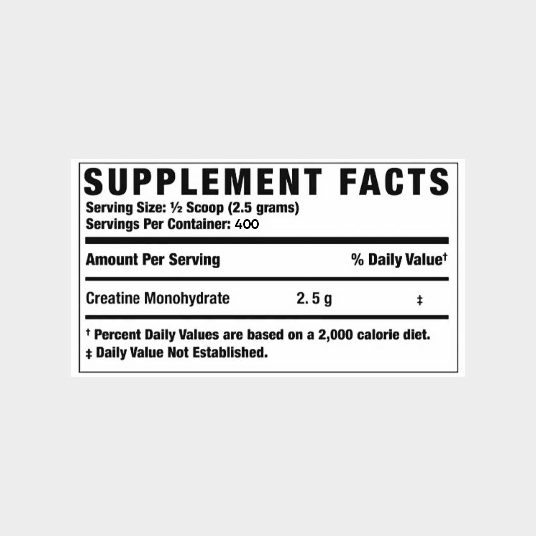 nutrition facts of rc creatine xs
