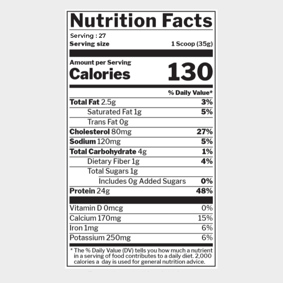 nutrition facts of rule 1 whey protein