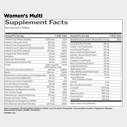 Nutrition Facts of Rule 1 Women's Multivitamin