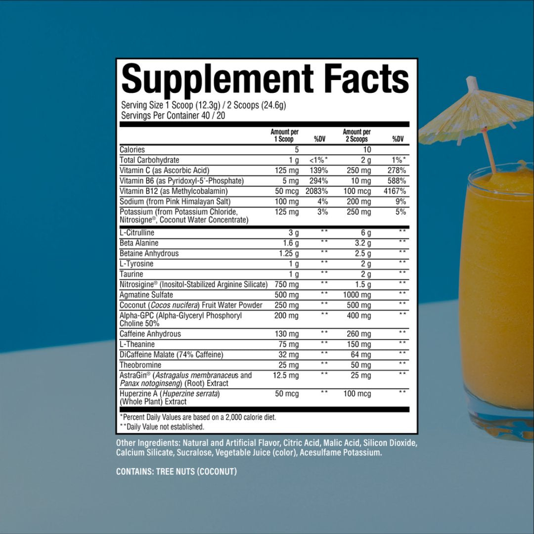 Nutrition facts of Raw Nutrition Thavage Pre-Workout