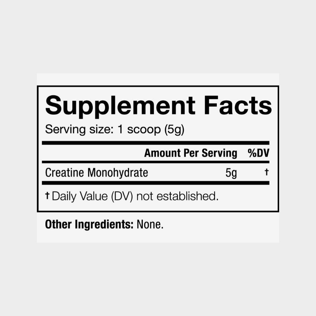 Nutrition facts of the curse creatine