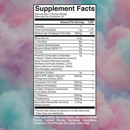 Nutrition facts of thuper thavage pre-workout