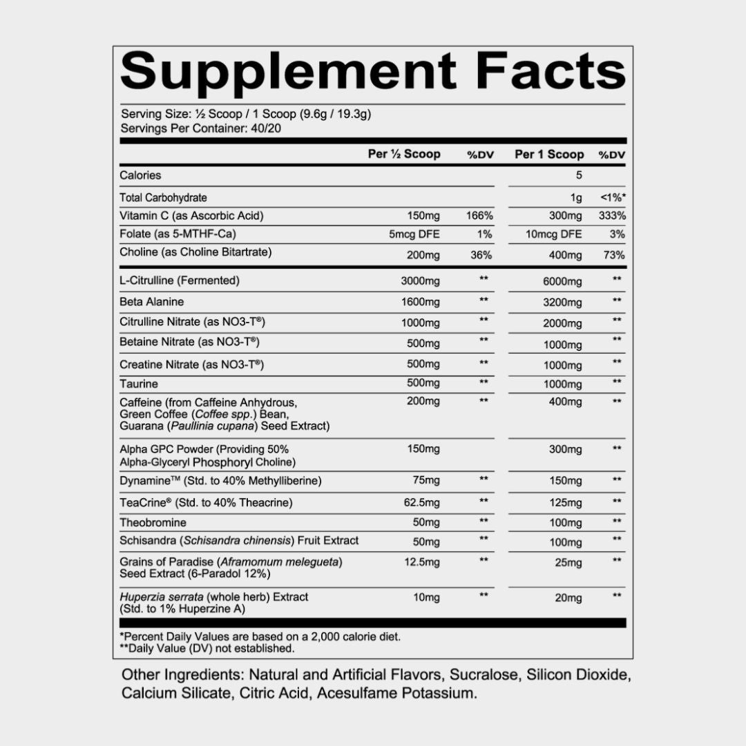 nutrition facts of total war black ops