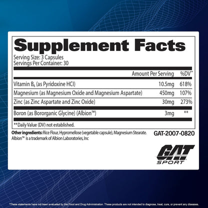 GAT Sports ZMAG-T Nutrition Facts