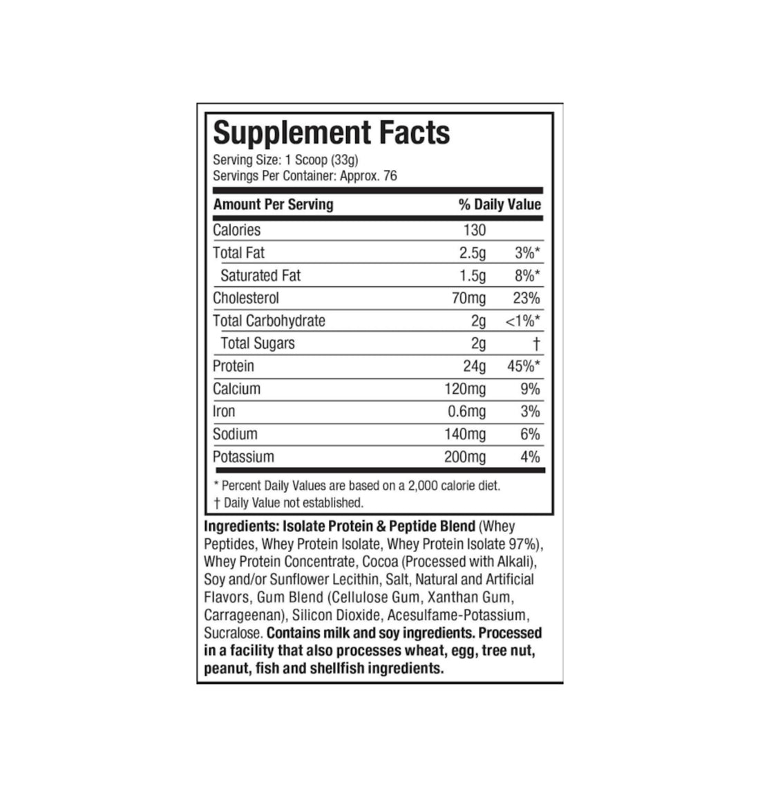 muscletech nitrotech gold 5lb nutrition facts